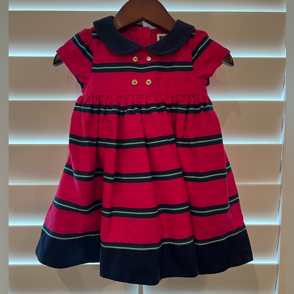 Janie & Jack Pink and Navy stripped Dress - EUC